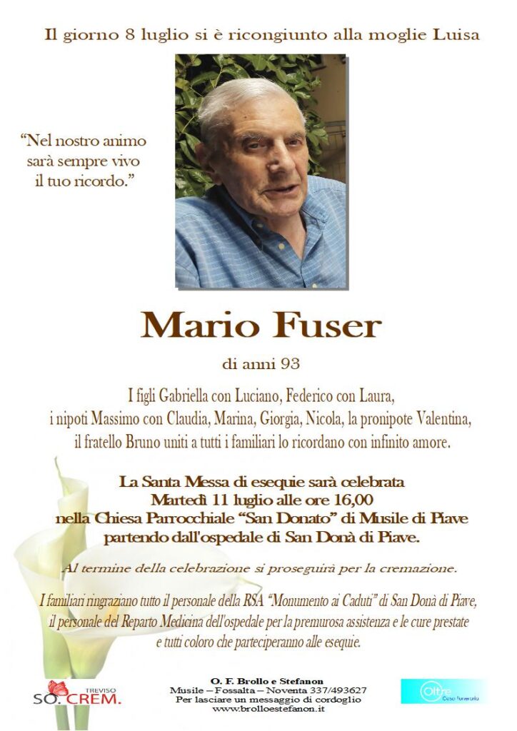 Fuser Mario Onoranze funebri Brollo e Stefanon